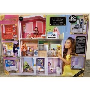 Rainbow High Doll House Original 3Story Wood 50+ Accessories Fully Furnished new